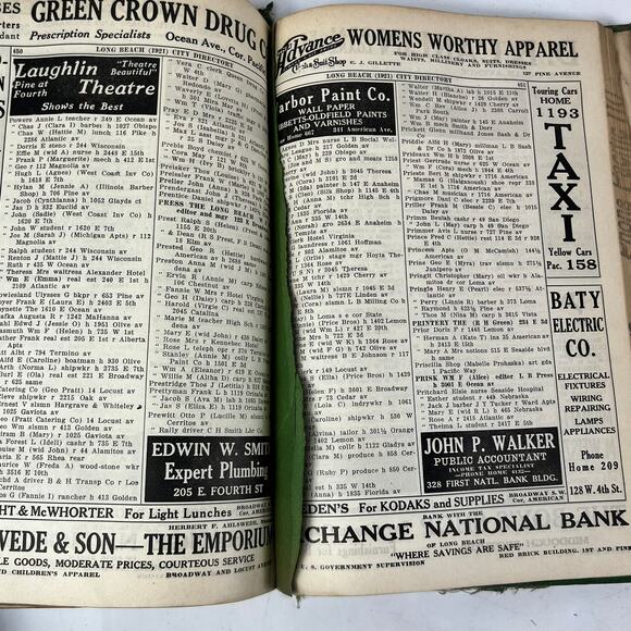 1921 Long Beach City Directory POOR Ancestry Genealogy Antique Vintage Reference - Picture 12 of 16